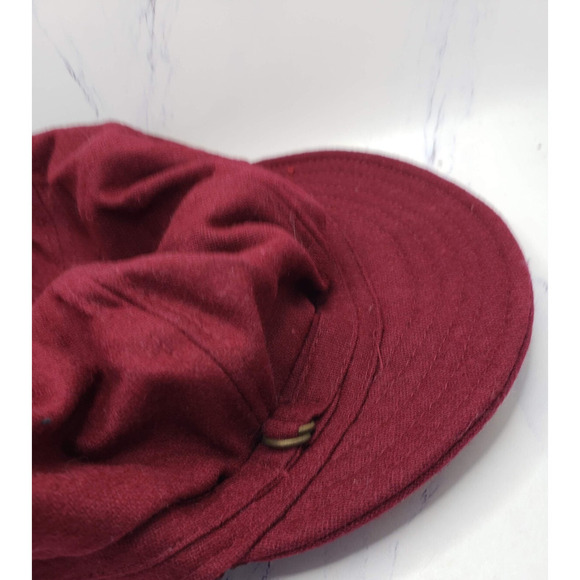 Woman's Classic Maroon Red Cloth Beret Hat Cap - Picture 5 of 9